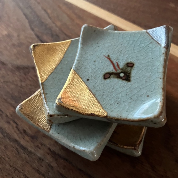 JAPANESE CERAMIC CHOPSTICK/CUTLERY REST SET OF 4 VINTAGE UNIQUE - Picture 5 of 9